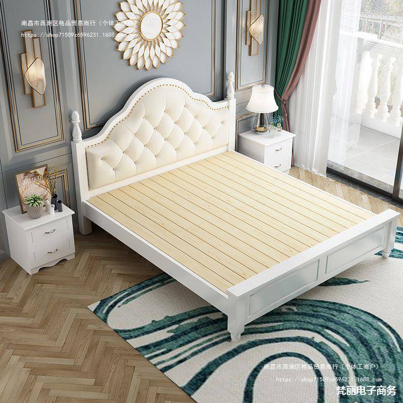 床实木床1.5米欧式软靠双人床主卧现代简约1.8米经济型单人床1.2m