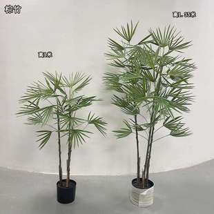 新款仿真针状仿真盆裁带盆绿色棕竹仿真景观树价格塑料材质