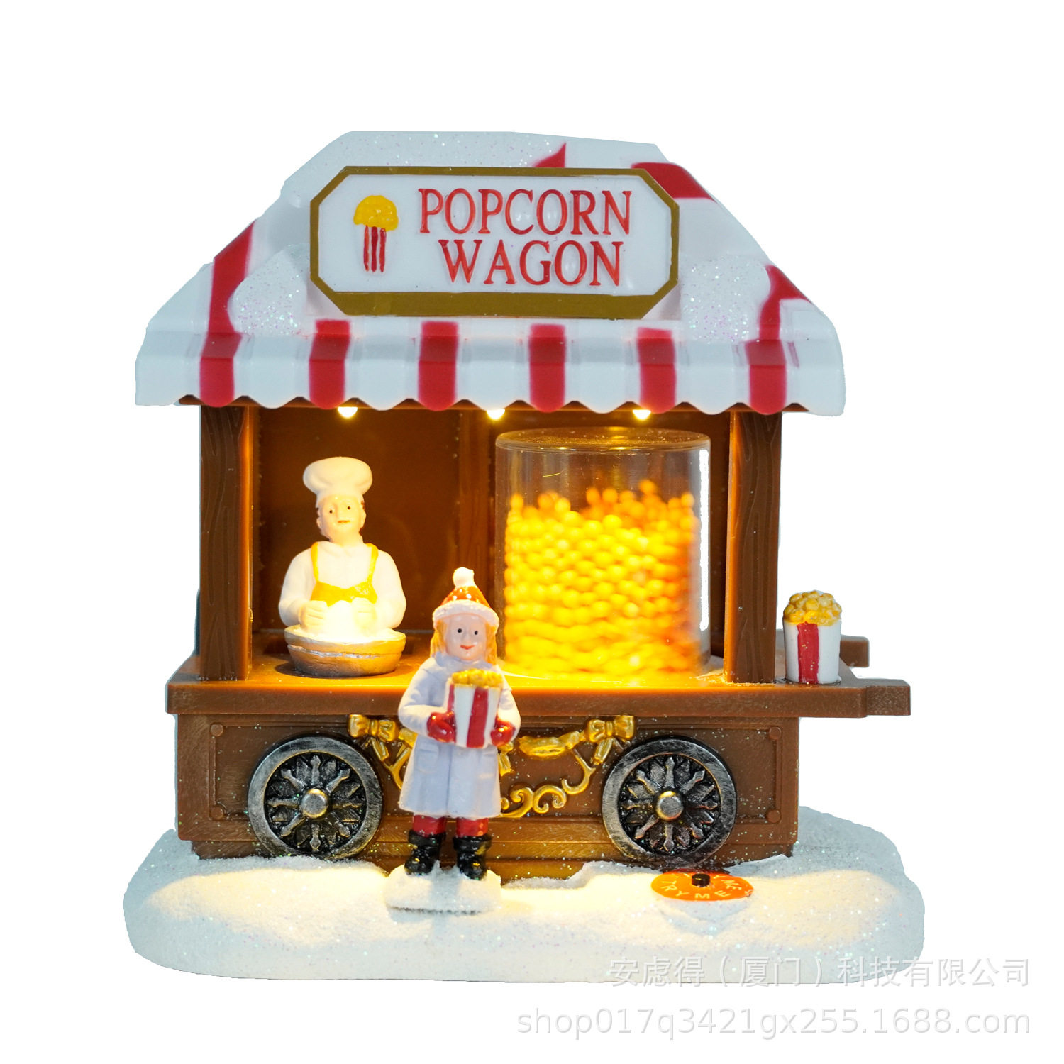 雪景小屋小房子棉花糖餐车圣诞装饰品摆件手工彩绘创意发光