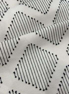 门幅280cm宽幅剪花工艺绳条编织抱枕布料黑白英伦风格面料床尾巾