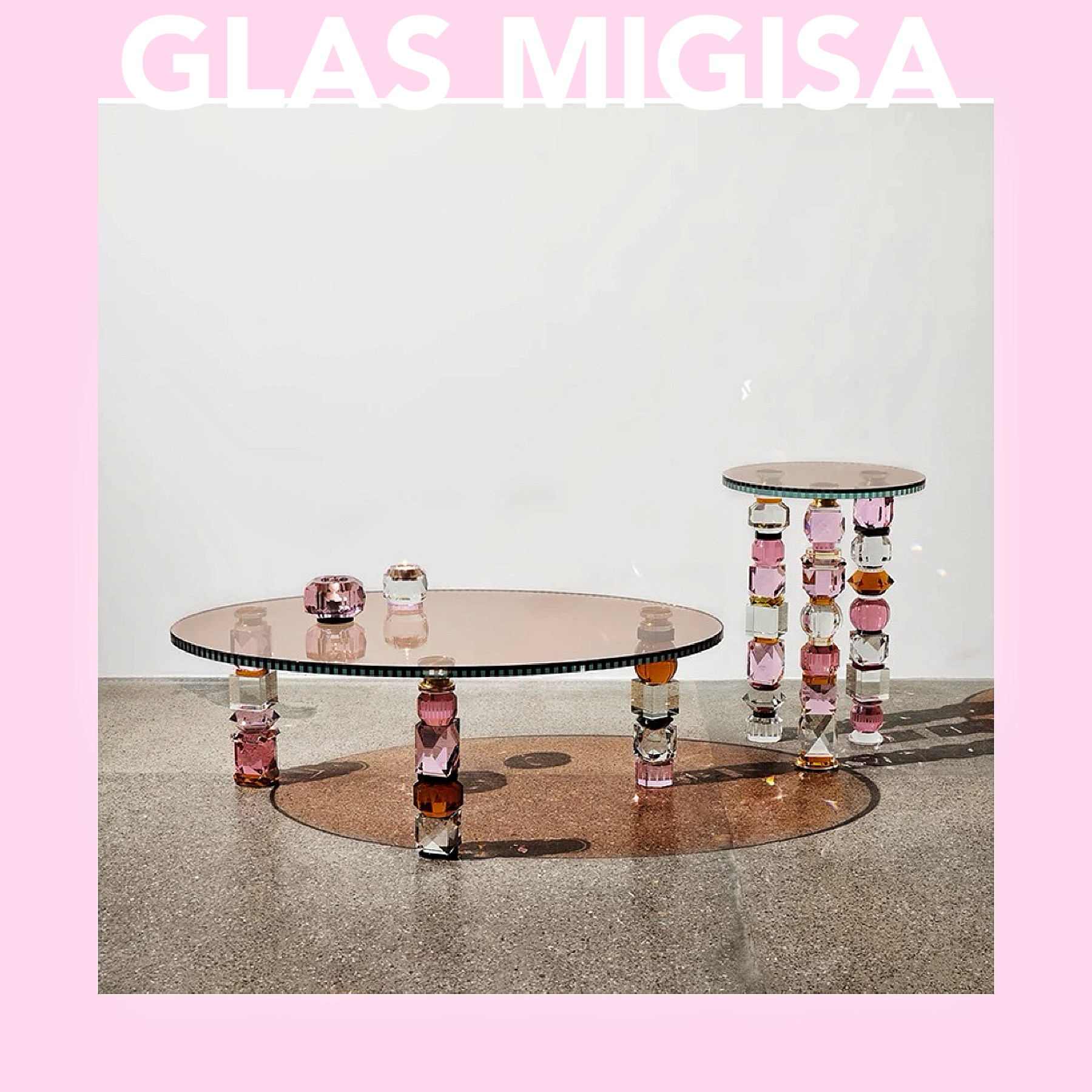 GLAS MIgiSA 意式彩色水晶玻璃茶几手工切割咖啡桌边几艺术茶桌