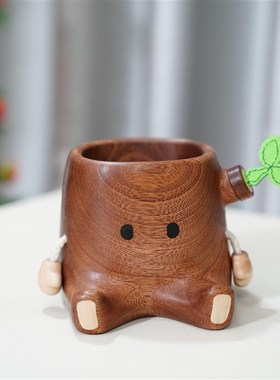 沙比利实木树墩收纳桶水杯笔筒