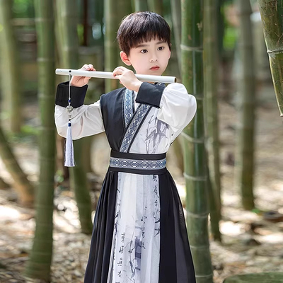 六一儿童表演服汉服男童夏季薄款古风帅气古装明制武侠唐装演出服