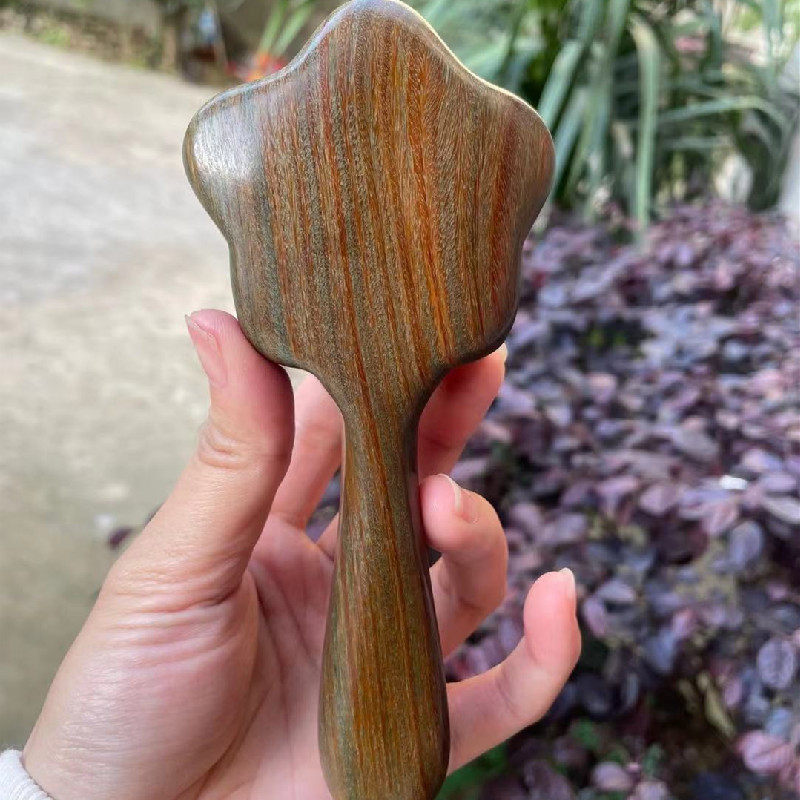 白水牛角经络按摩梳绿檀木头部肩颈腹部全身通用