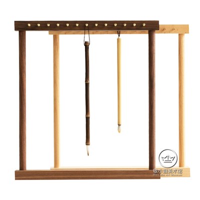 毛笔笔架黄铜胡桃木笔架展示柜收纳架饰品笔架毛笔挂敏小姐美术馆