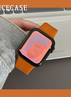 适用OPPO watchS/X2mini手表带橙色iwatch3/2se表带4pro运动硅胶