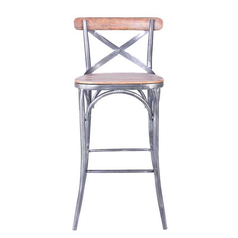 复古工业风酒吧椅办公椅家用餐椅休闲咖啡厅高脚吧台椅靠背交叉椅