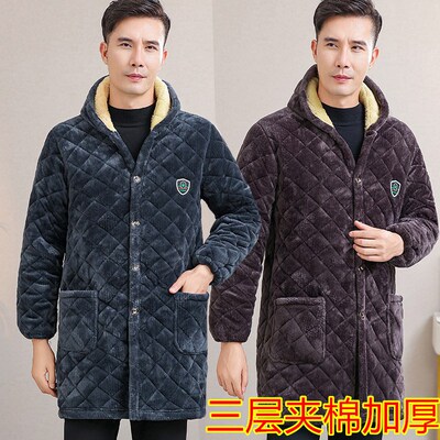 男士冬季加绒加厚棉衣工作服防寒保暖耐脏防污中长款棉服宽松罩衣
