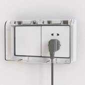 自粘明装 双联86型开关插座防水罩浴室加高防水盒超薄开关罩防水盖