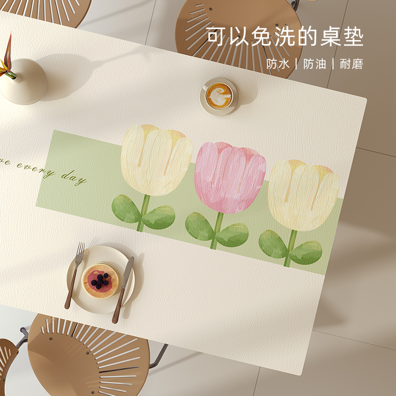 餐桌垫子防水防烫防油隔热轻奢桌布桌布高级感长方形茶几皮革桌垫