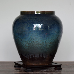 新中式家居桌面陶瓷花瓶电视柜玄关摆件落地干花干枝陶罐庭院书房