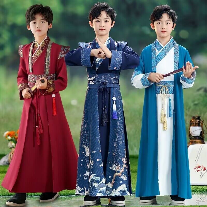 男童古装汉服2024公子少爷服装儿童中国风唐装国学演出服一件