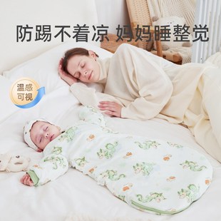 安舒棉婴儿睡袋春秋款宝宝一体式纱布竹棉儿童防踢被子四季通用