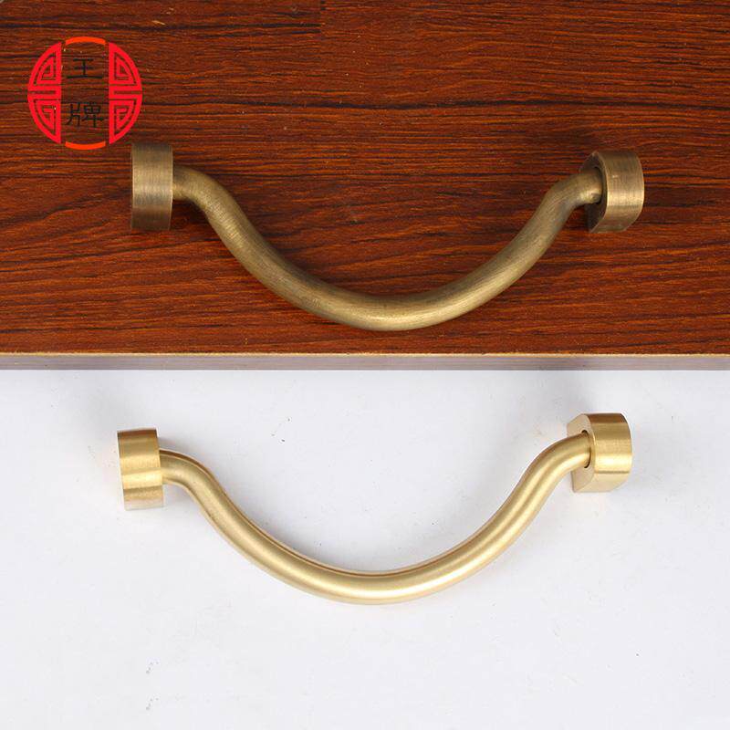 纯铜仿古中欧式拉手 简约抽屉衣柜门圆弧拉手 加粗实心高档铜把手