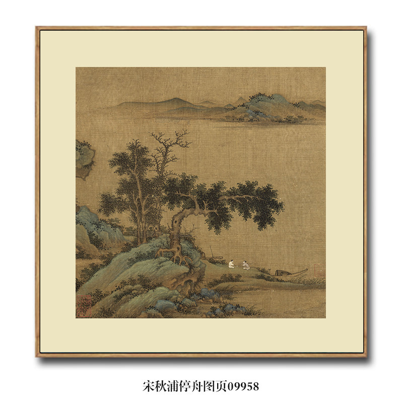 宋画小品南宋李唐画关山行旅图古代山水画国画名画复制仿古画挂画