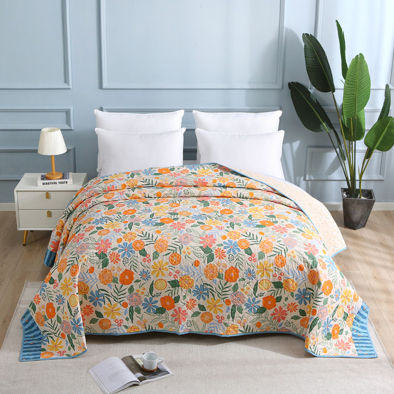 欧式田园全棉床盖单件被纯棉绗缝四季通用夹棉床单空调被床罩床垫