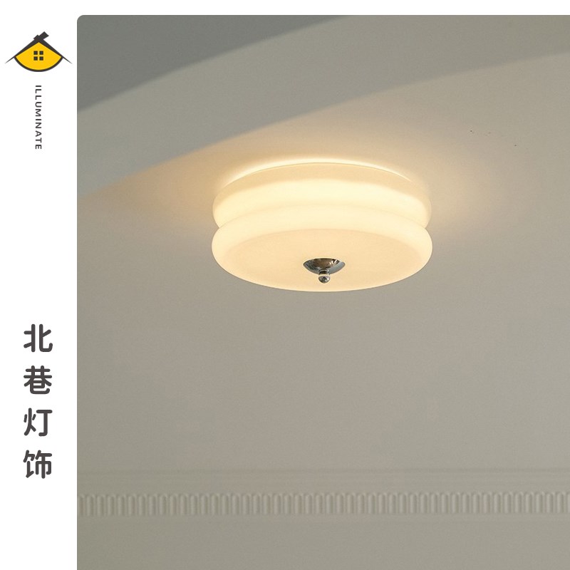 中古法式奶油风吸顶灯全光谱高显北欧简约美式卧室过道玄关玻璃灯