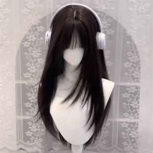 假发女高层次黑长直双马尾萝莉二次元日常Lolita玉子cos全头套jk