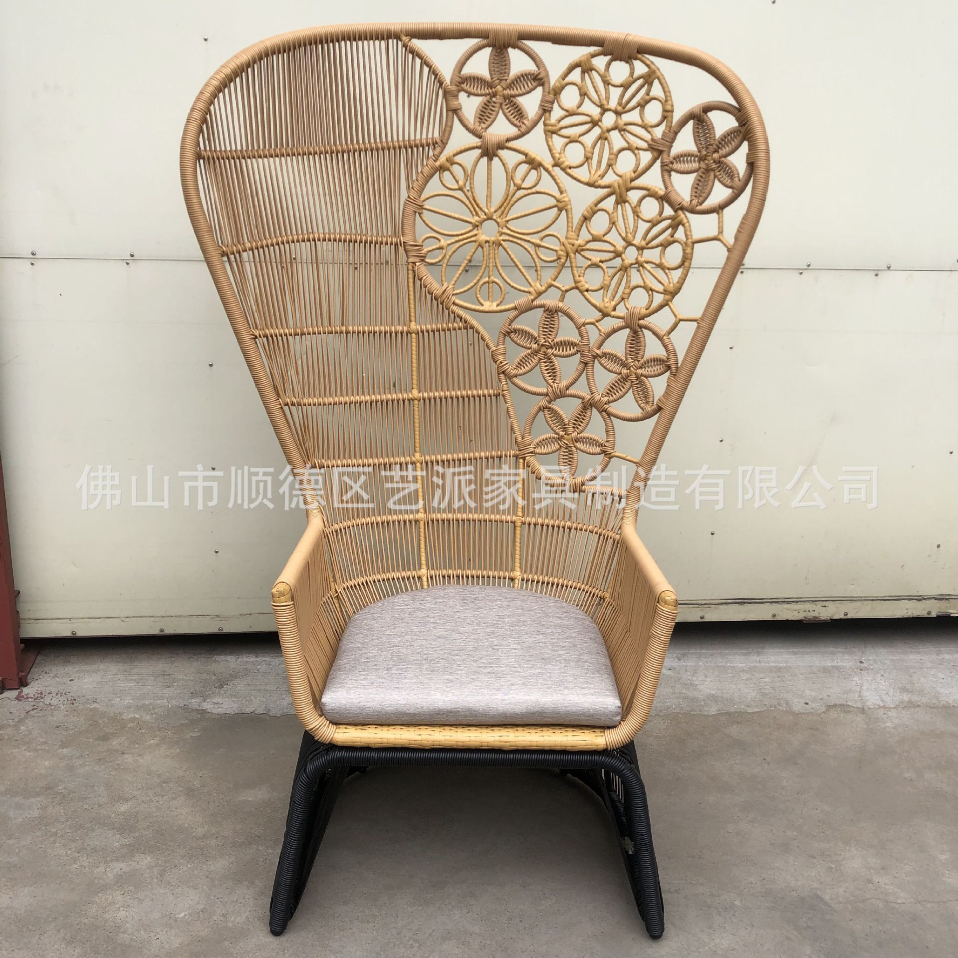 藤椅单人藤艺编花椅设计师房间阳台藤编编高背椅户外休闲家具