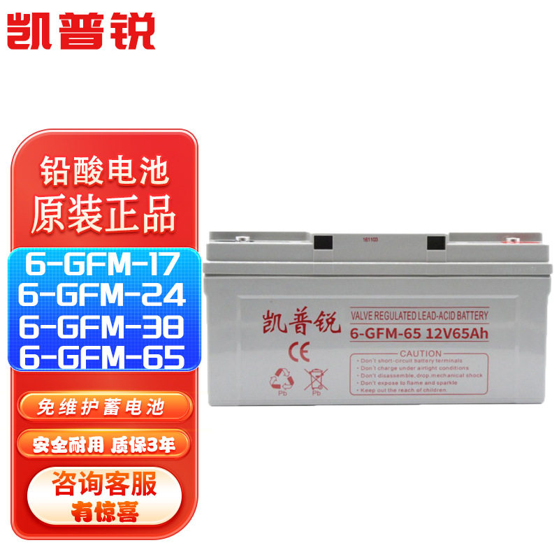 凯普锐12V铅酸UPS蓄电池6-GFM-17/6-GFM-24/6-GFM-38/6-GFM-65AH