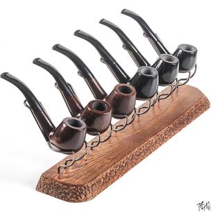 烟斗架实木光滑单斗坐式烟灰缸书桌斗托架架子创意办公室桌面多位