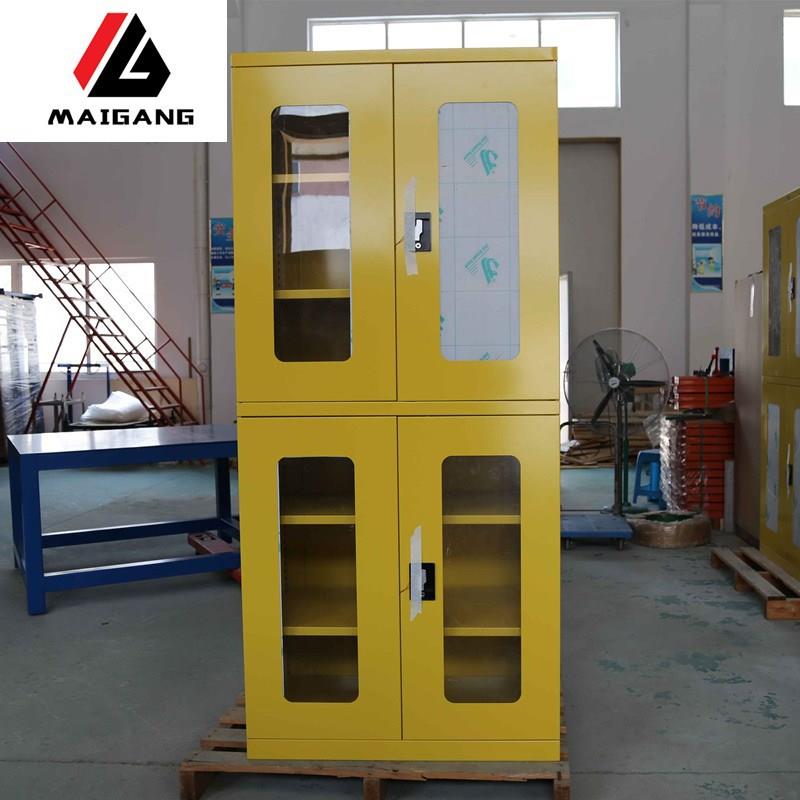 麦冈双层经济型多功能透明亚克力门工具柜黄色对开门带锁储物柜