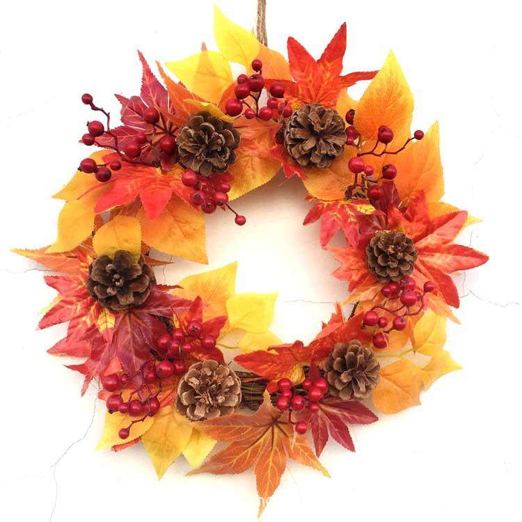 仿真花环尤加利枫叶果子花环42厘米门饰挂饰墙饰感恩节装饰,电子/电工,接线端子,淘宝优惠券,粉丝福利购,淘宝优惠卷