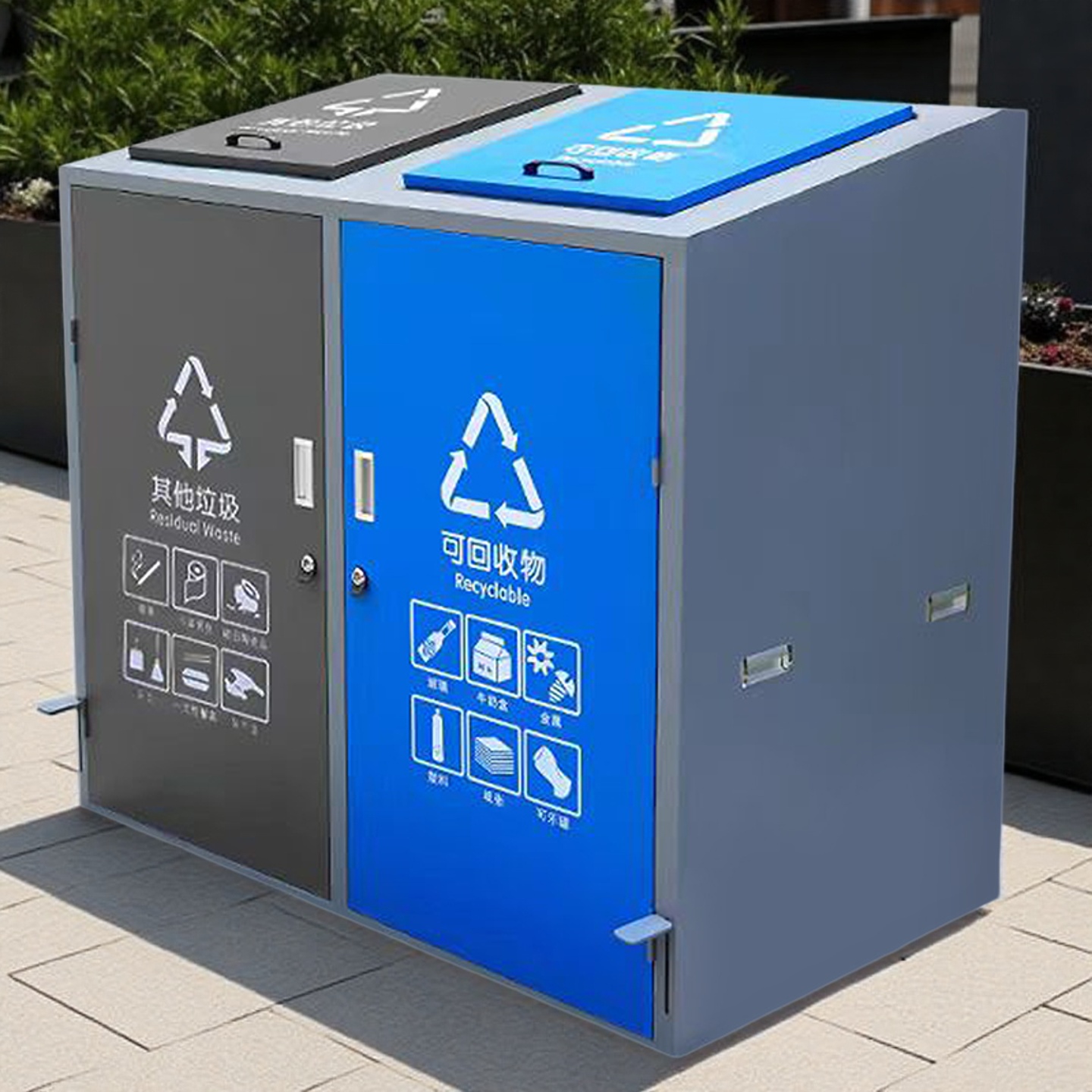 户外大容量不锈钢果皮箱