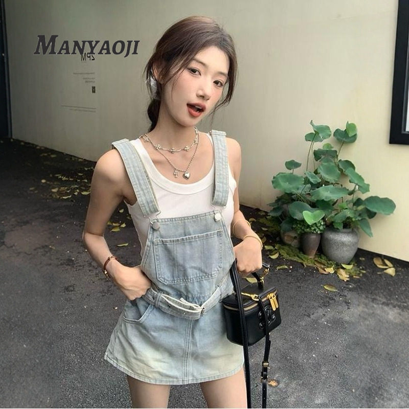 甜美可爱小个子牛仔背带裙女2026年夏季新款收腰显瘦防走光短裤裙