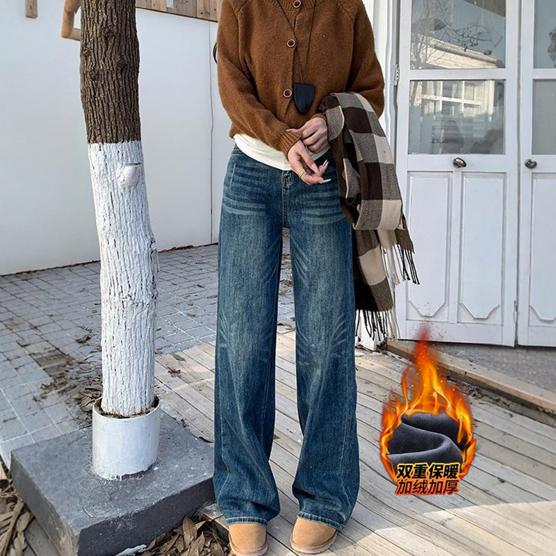 猫须高腰阔腿裤长裤直筒阔腿裤