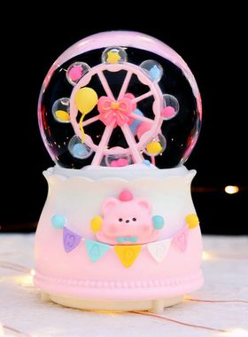 摆件音乐盒男孩旋转新款摩天轮儿童水晶球八音盒公主女孩生日礼物