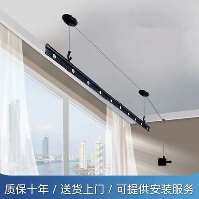 手摇单杆升降晾衣架室内阳台双杆式晒衣架加厚晾衣杆自动良衣机