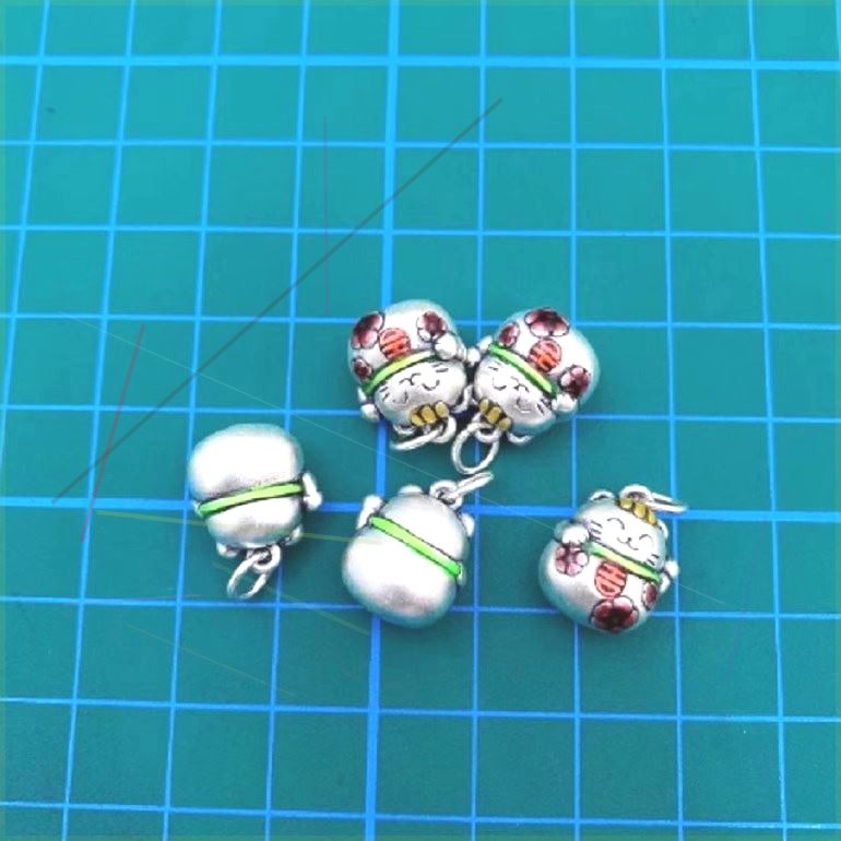 足银999穿孔小福袋 纯银横穿小福袋 diy手链手串银配件磨砂3D硬银