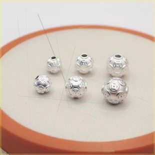足银999穿孔金钱珠钱币转运珠3D硬银工艺铜钱珠纯银貔貅手串