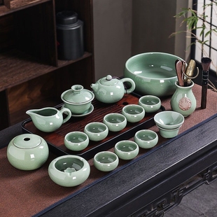 家用高档中式 哥窑茶具轻奢高档套装 可养陶瓷茶壶功夫茶杯茶盘泡茶