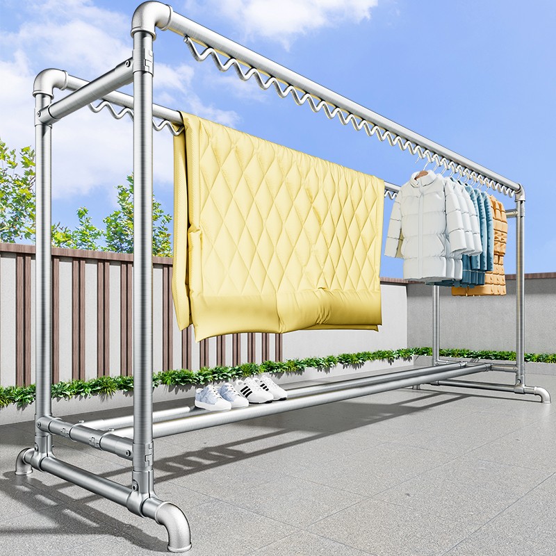 简易晾衣架子落地式阳台挂衣架晾衣服外伸晒被子衣服架晒被架家用