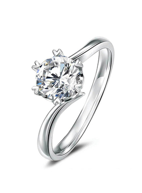 现货钻戒一克拉真钻IGI人工培育钻石扭臂雪花求婚结婚戒指送女友