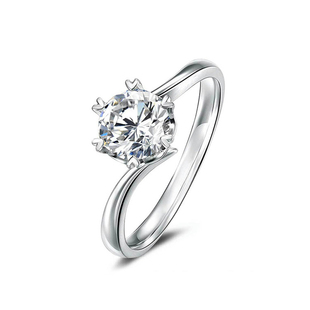 现货钻戒一克拉真钻IGI人工培育钻石扭臂雪花求婚结婚戒指送女友