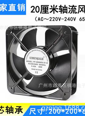20厘米轴流风机20060220V65W铜芯滚珠20CM机箱机柜散热风扇