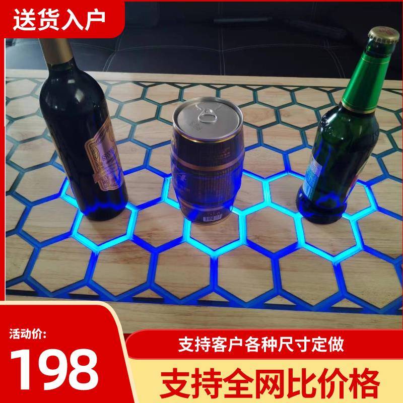 #智能触摸人体感应树脂河流桌发光灯光桌子茶几桌面