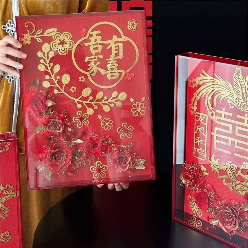 全国秒发生产玫瑰花伴手相框新娘礼婚庆永生摆件喜字成品相框