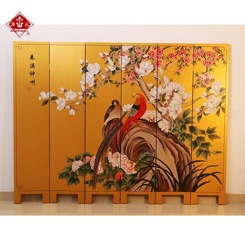 扬州漆器厂彩绘新中式家具装饰屏风工艺品隔断