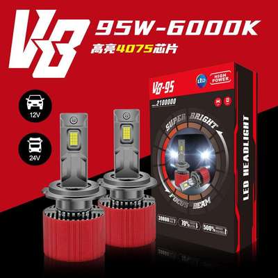 双铜管大功率汽车9005led大灯h11改装前照灯泡超亮远近一体H4