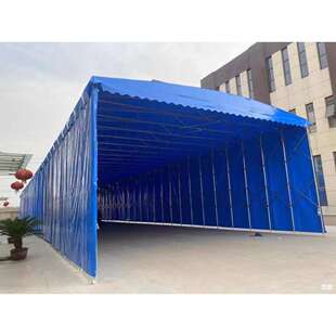 武汉工厂轨道电动伸缩雨棚悬空架空型推拉棚移动折叠活动仓库雨篷