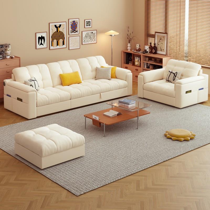 2025新款沙发床网红款猫爪绒家用贵妃直排伸缩推拉小户型客厅沙发