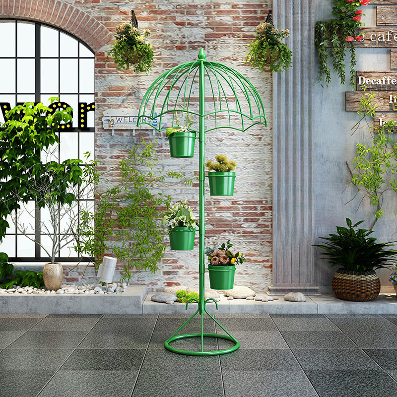 工作室创意雨伞造型花架家用落地式多层花盆架花园院子绿植多肉架