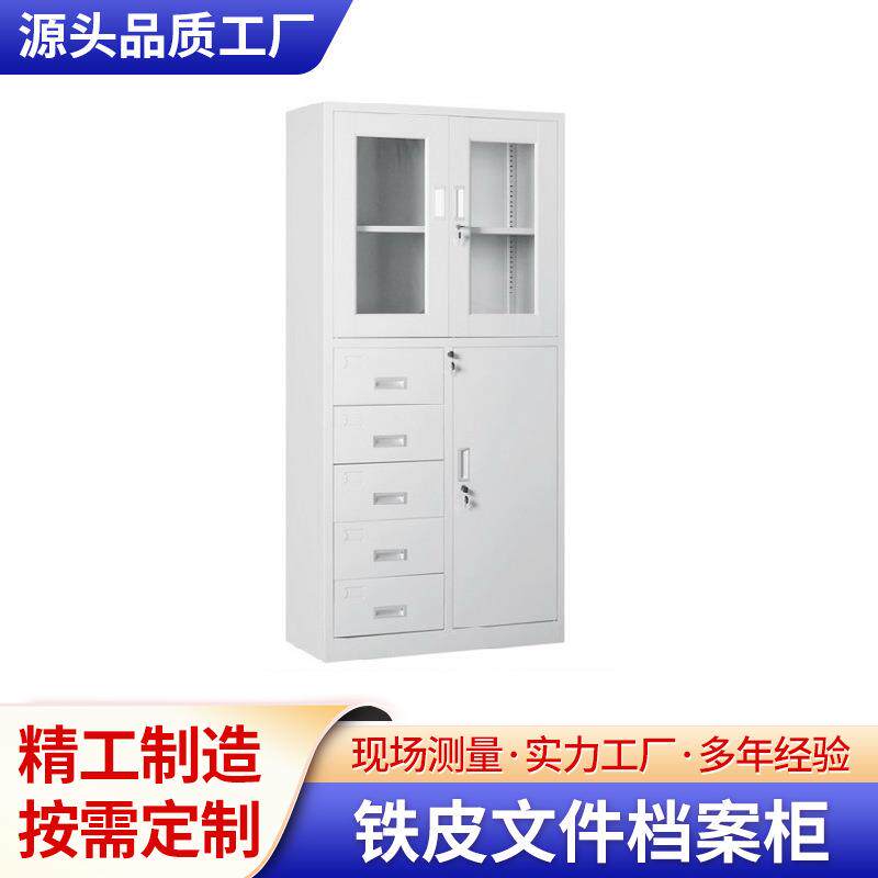 南昌玻璃门铁皮文件档案柜钢制办公中二斗储物柜财务凭证资料柜子