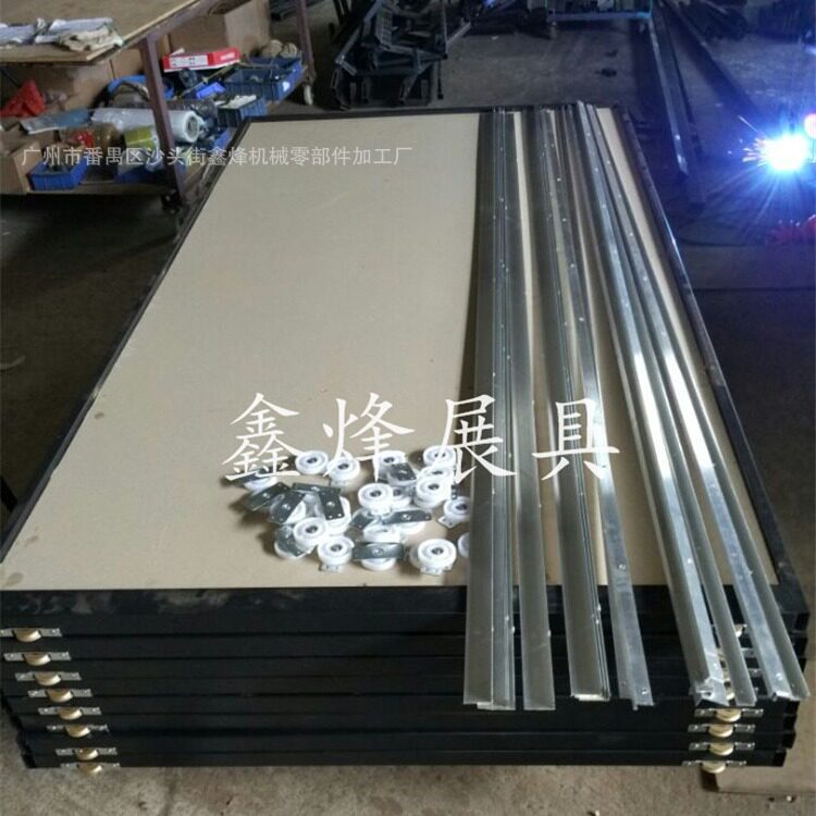 双排平推柜展板瓷砖架子陶瓷地板砖展示架推拉展板导轨滑轮
