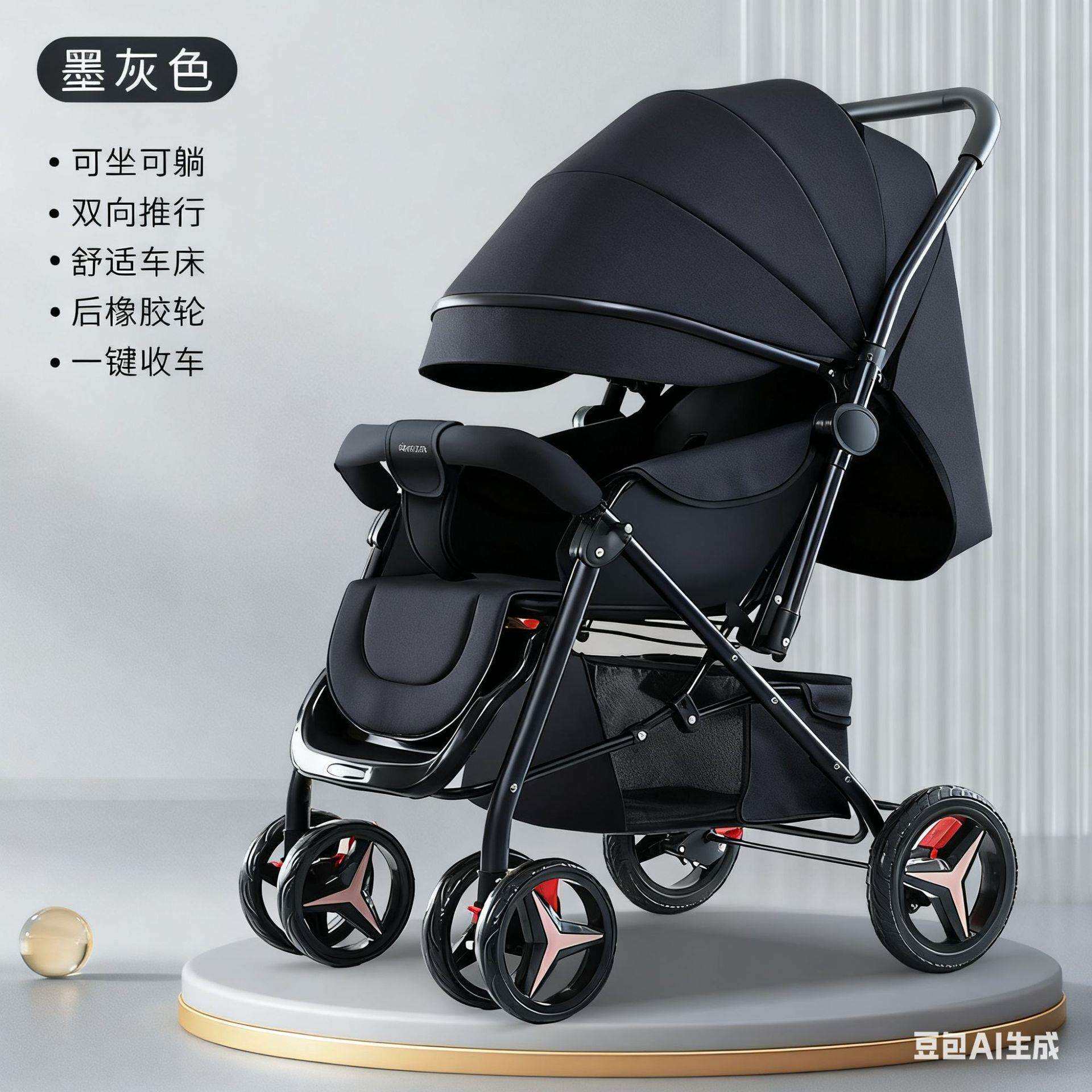 高景观婴儿推车可坐可躺轻便折叠宝宝伞车四轮避震婴儿车大轮童车