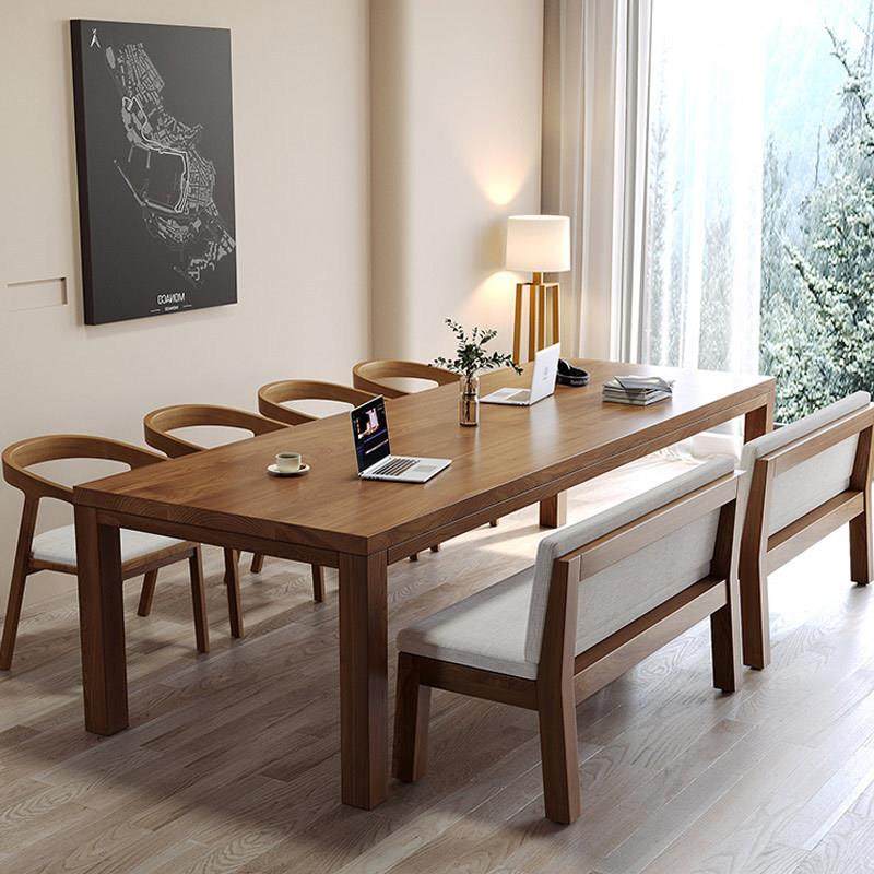 简约实木办公会议桌家用客厅原木学习桌椅大书桌公司会议桌长桌